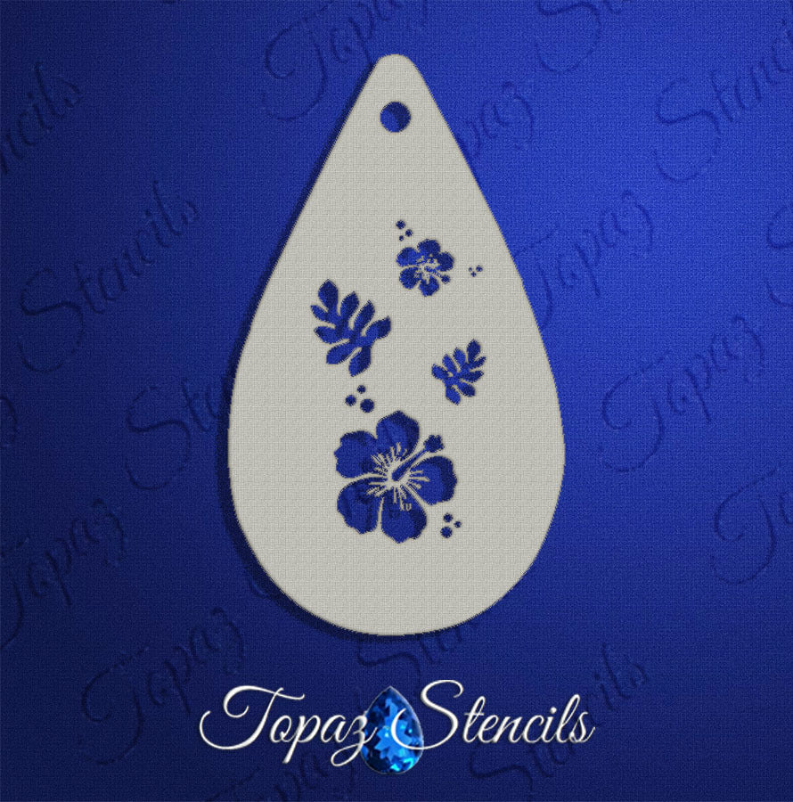 Hibiscus Flowers and Leaf stencil
