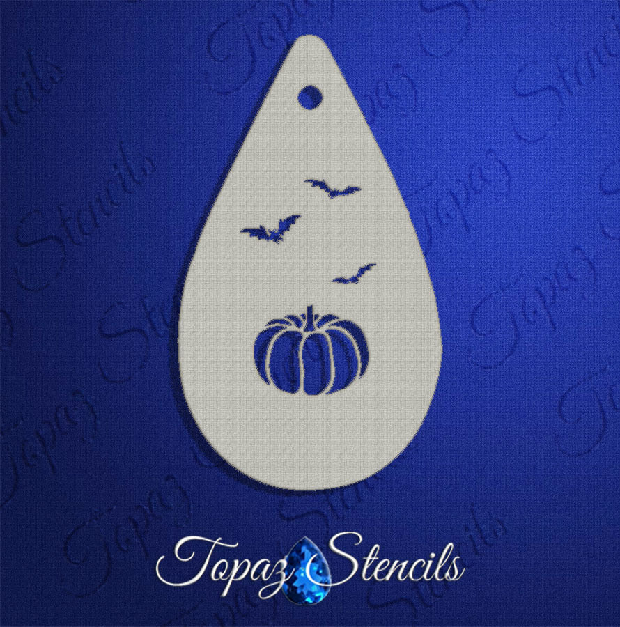 Pumpkin and Bats Stencil