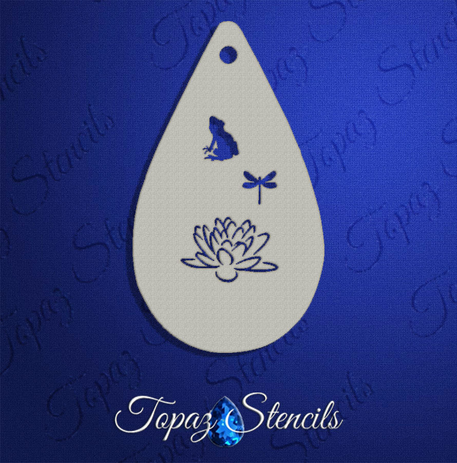 Lotus and Frog stencil