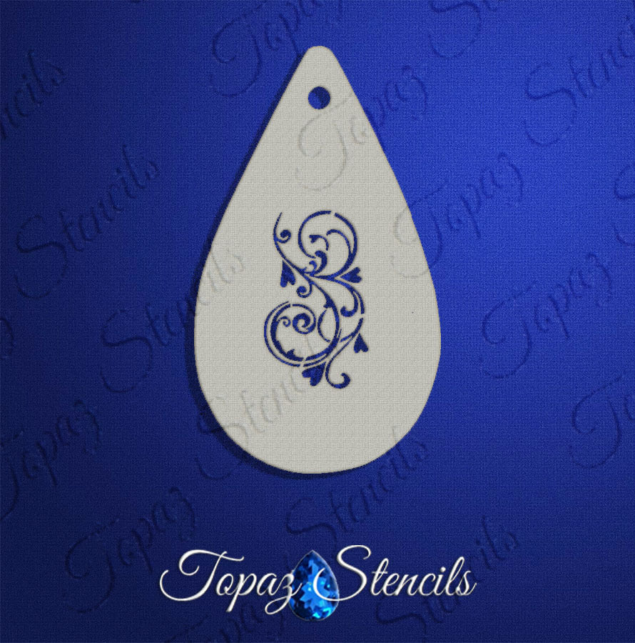 Swirls with Hearts stencil