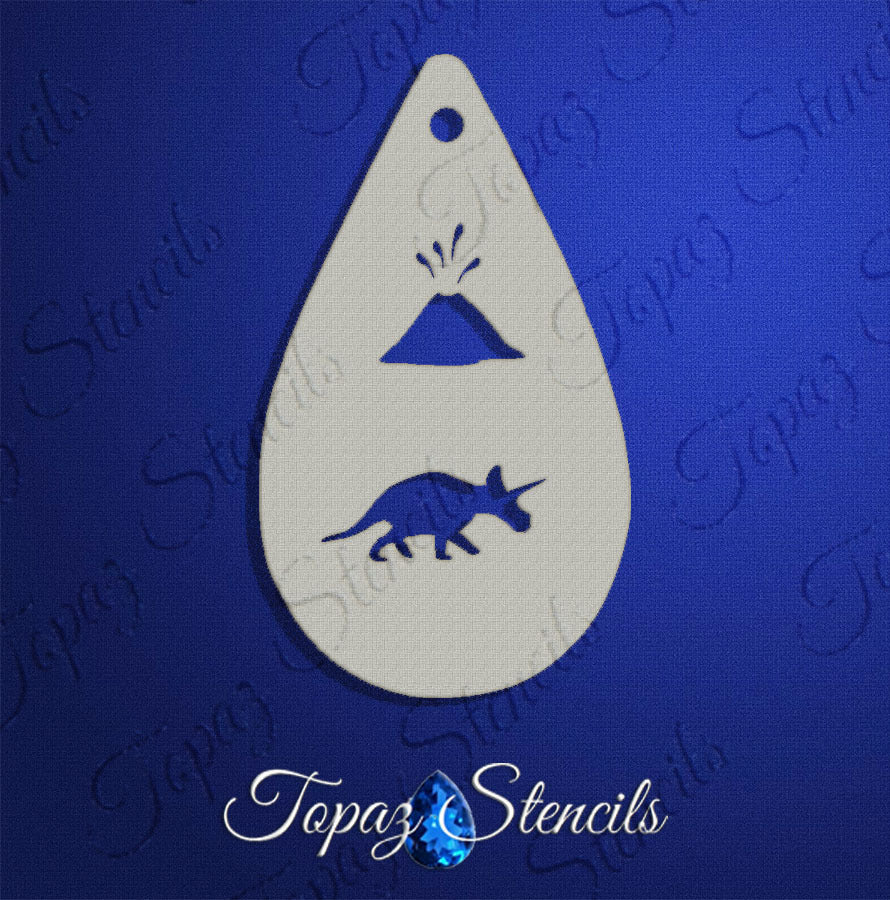 Triceratops and Volcano stencil
