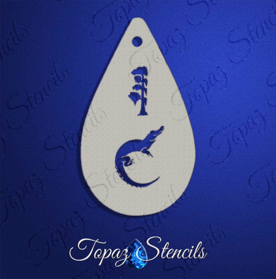 Gator and Swamp Tree Stencil
