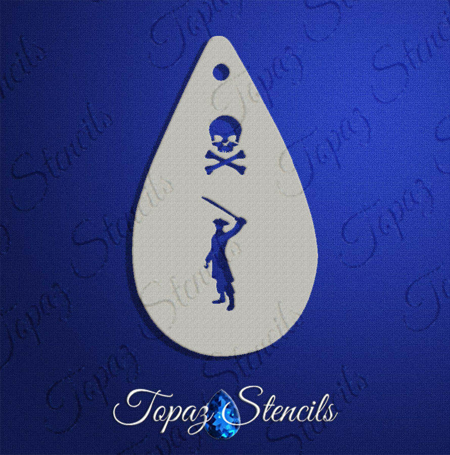 Pirate with Skull and Crossbones stencil