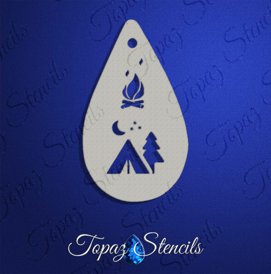 Tent and Campfire stencil