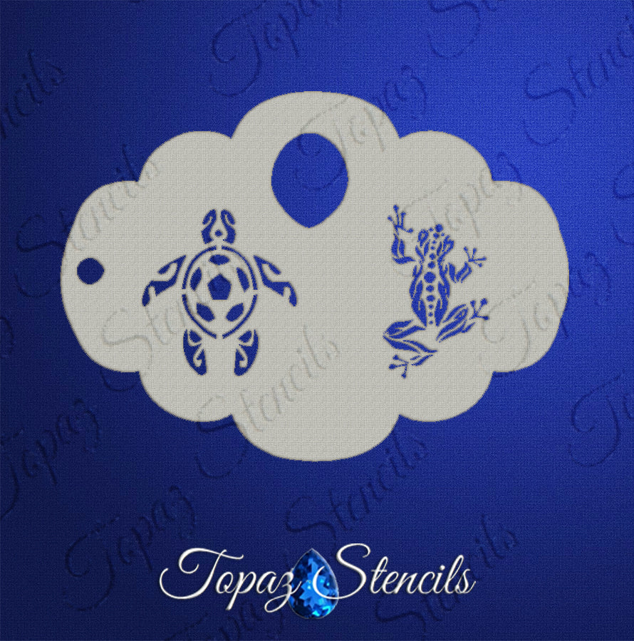 Tribal Frog and Turtle stencil
