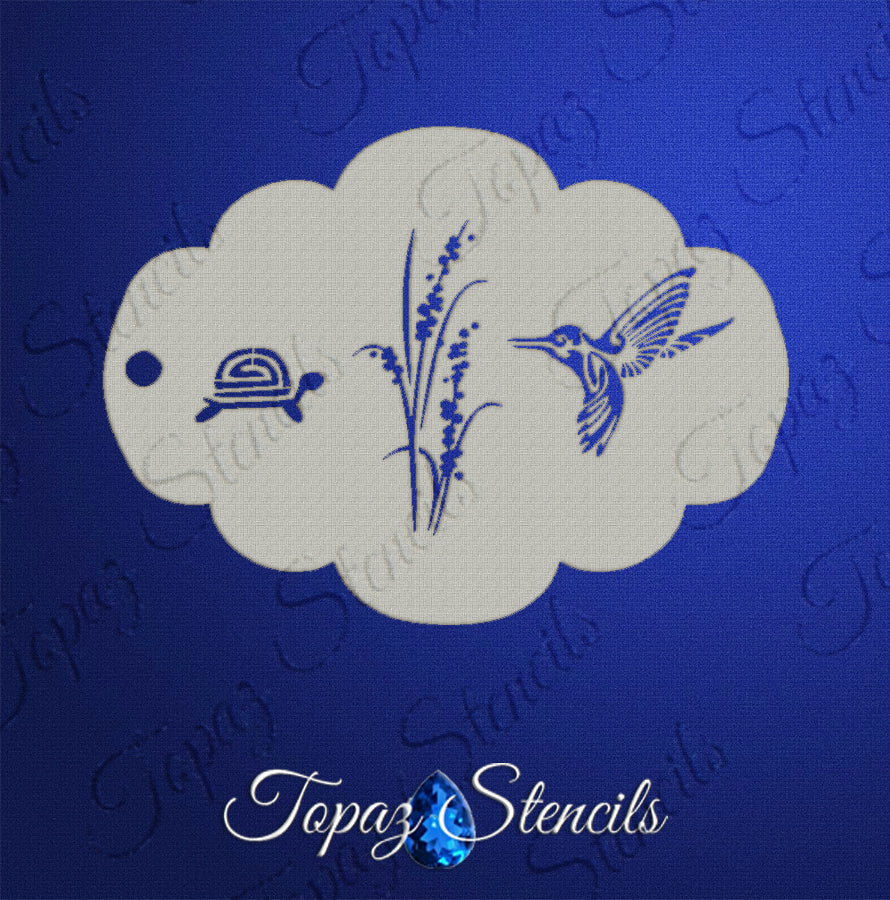 Tribal Turtle and Hummingbird stencil