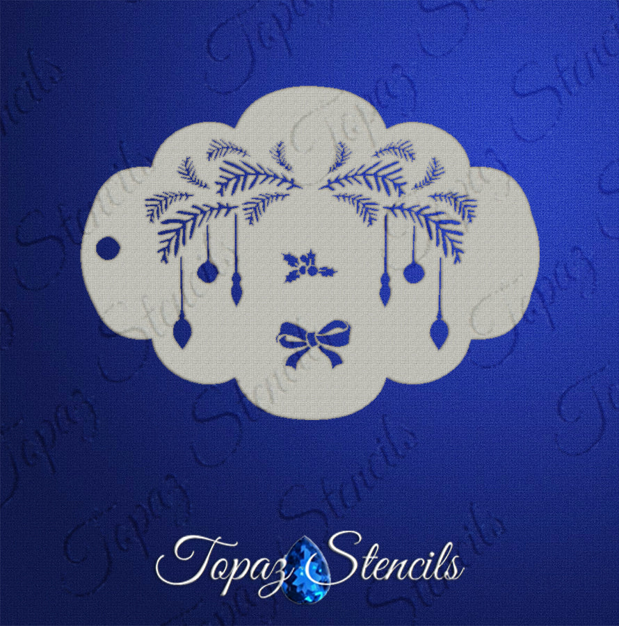 Pine Bough and Ornaments Mirror Eye stencil