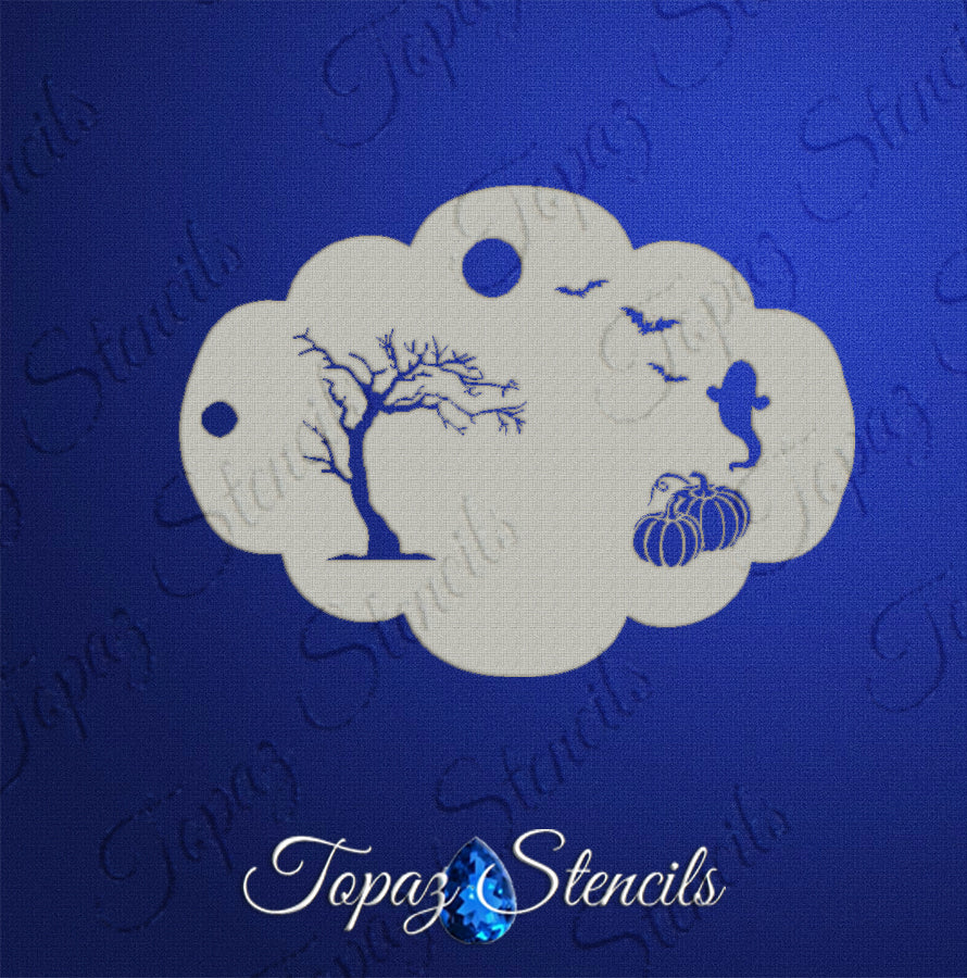 Pumpkin Ghost and Spooky Tree stencil