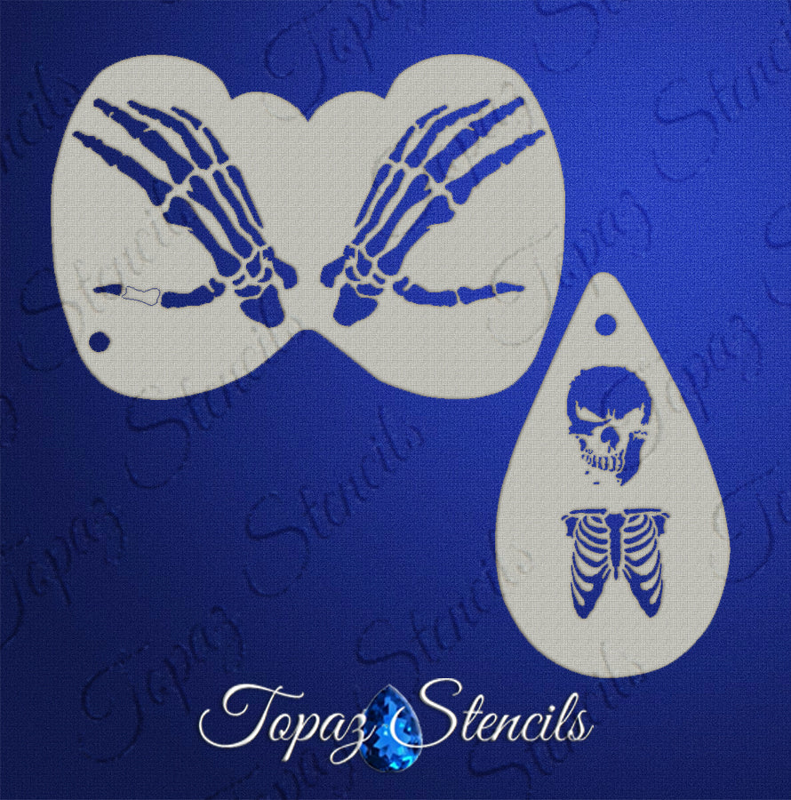 Bone Hands Flutter Eyes stencil
