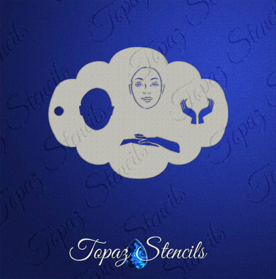 Feminine Face and Hands stencil