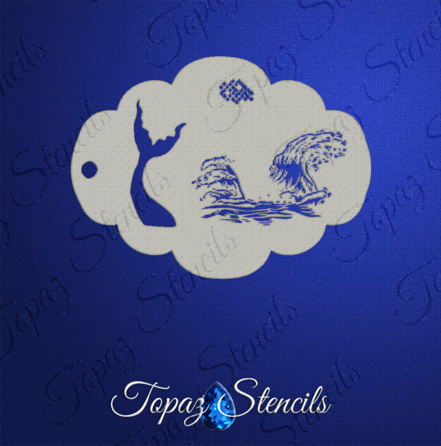 Mermaid Tail Splashing stencil