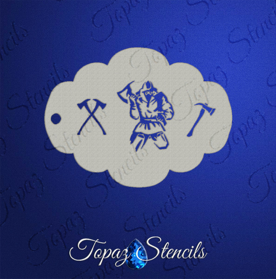 Fireman and Axes stencil