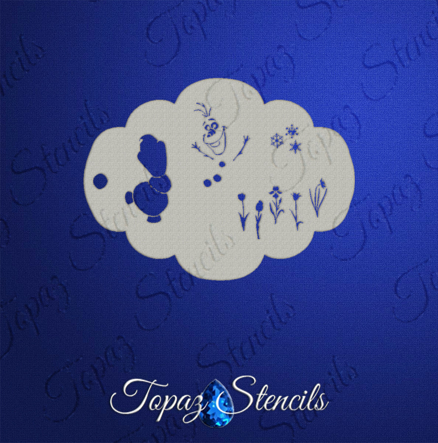 Olaf with Flowers and Flakes stencil