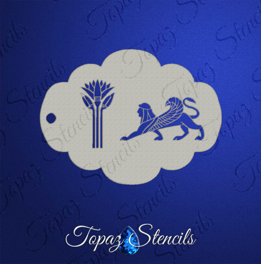 Egyptian Lotus and Sphinx stencil