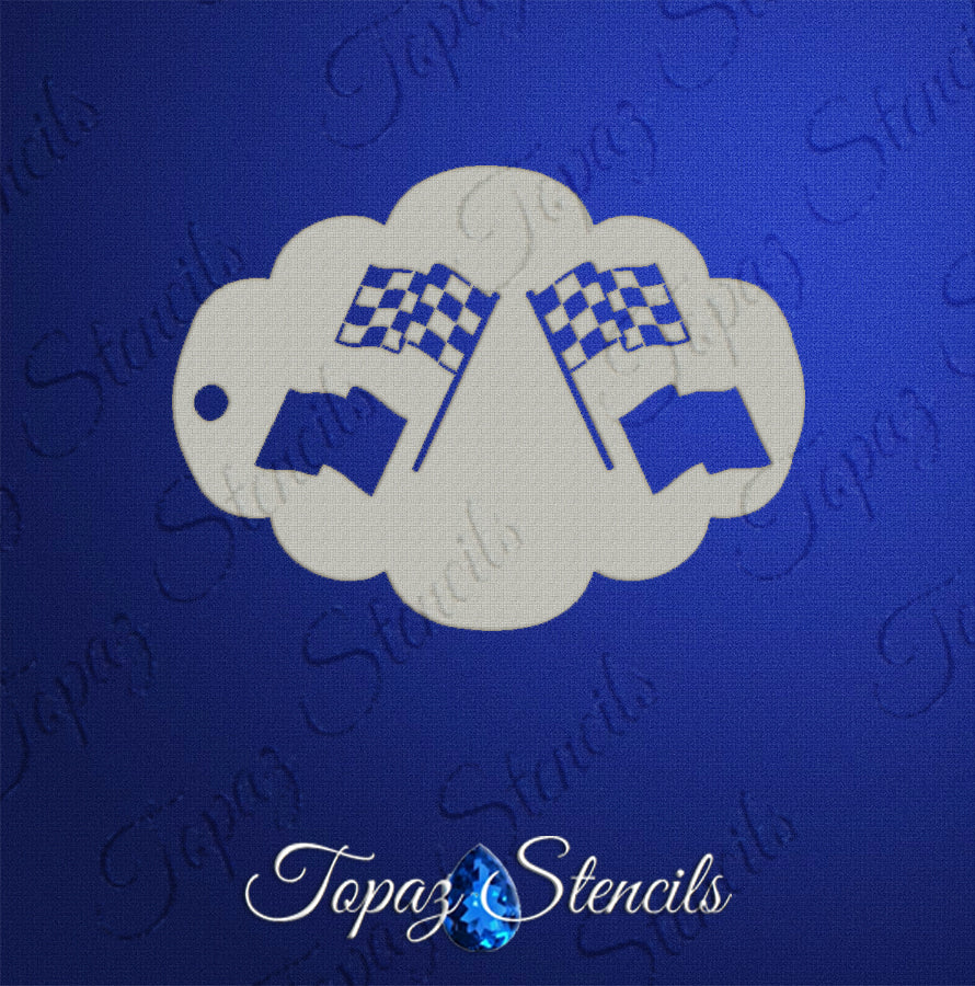 Checkered Race Flags stencil