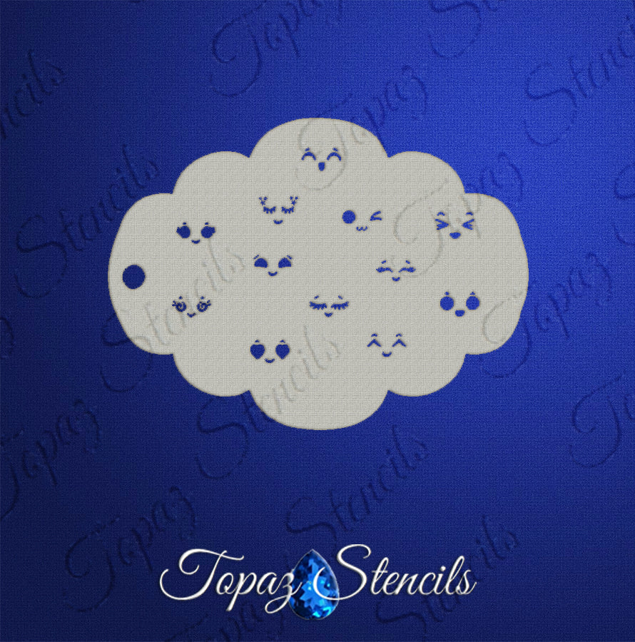 Tiny Kawaii Faces stencil
