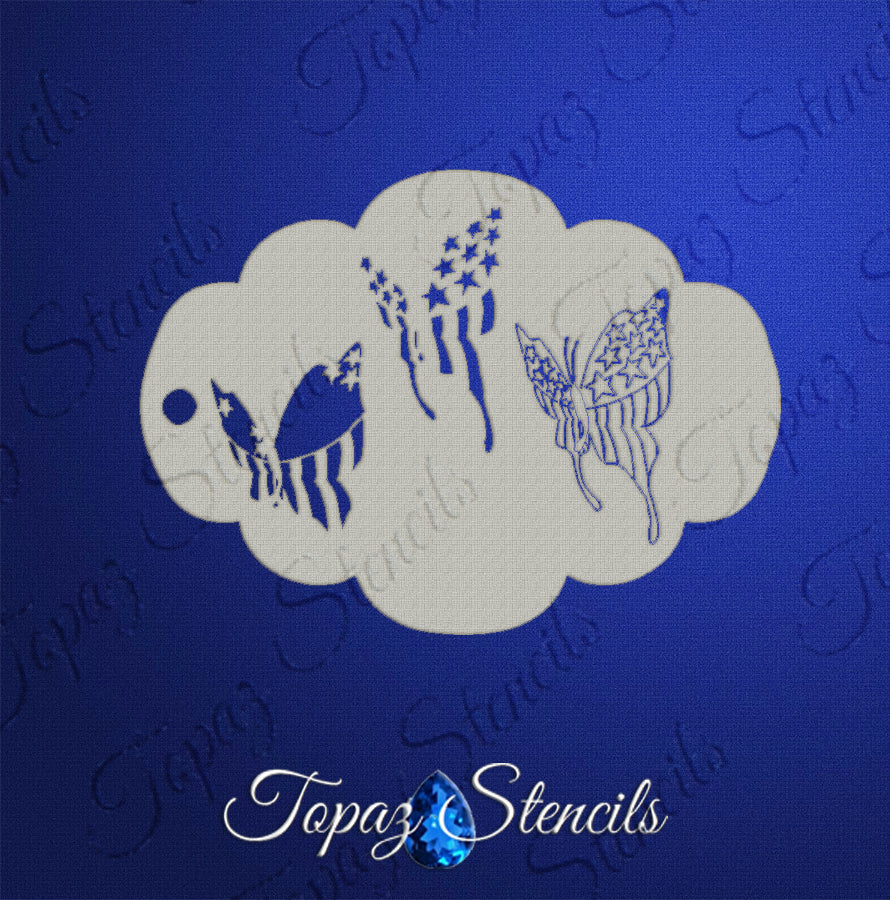 Butterfly Flag stencil