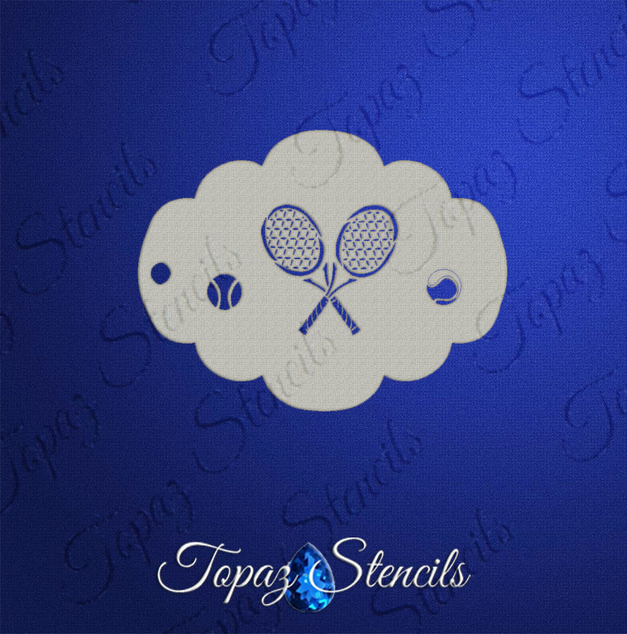 Tennis Rackets and Balls stencil