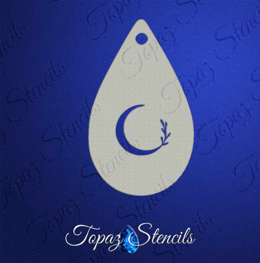 Crescent Moon with Leafy Branch stencil