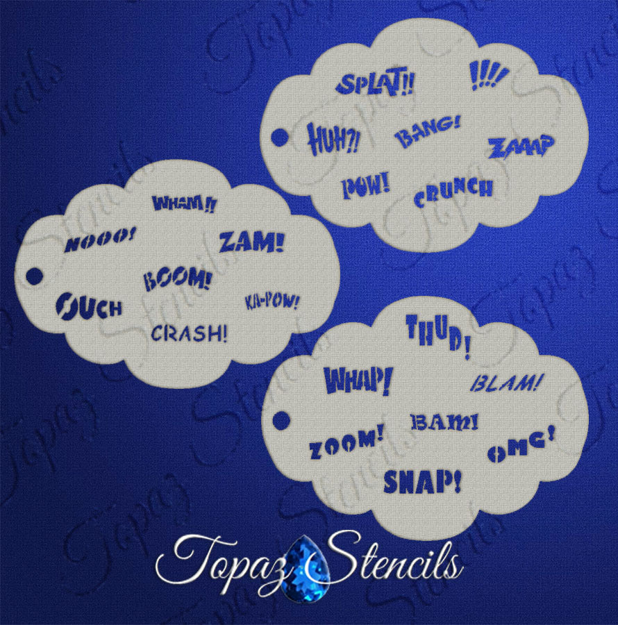 Comic Book Action Words stencil