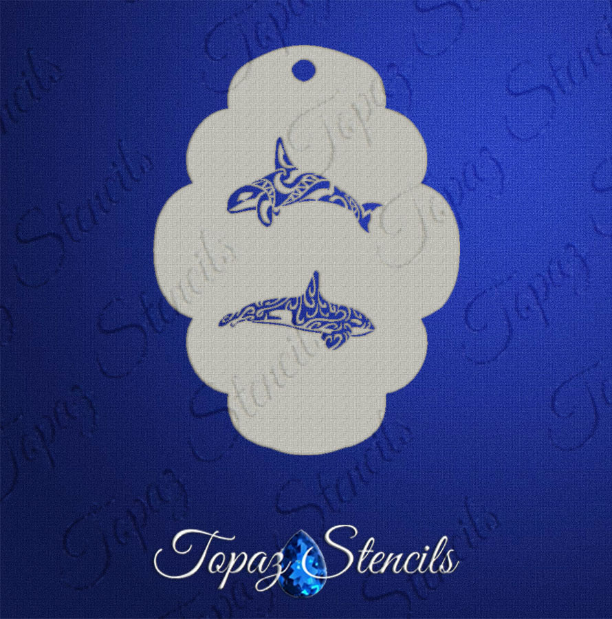 Tribal Whales stencil