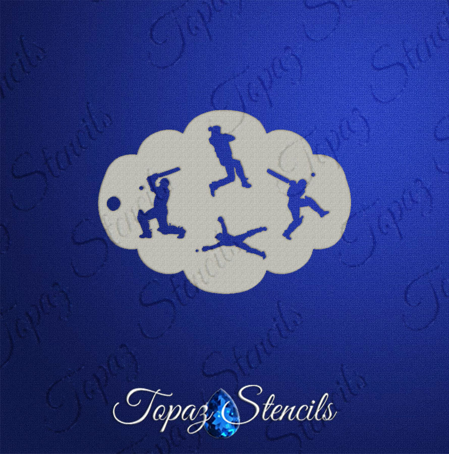 Cricket Players stencil