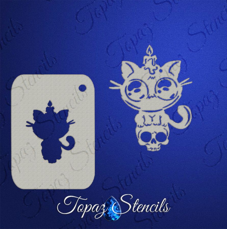 B&T Kitten Skull Candle stencil