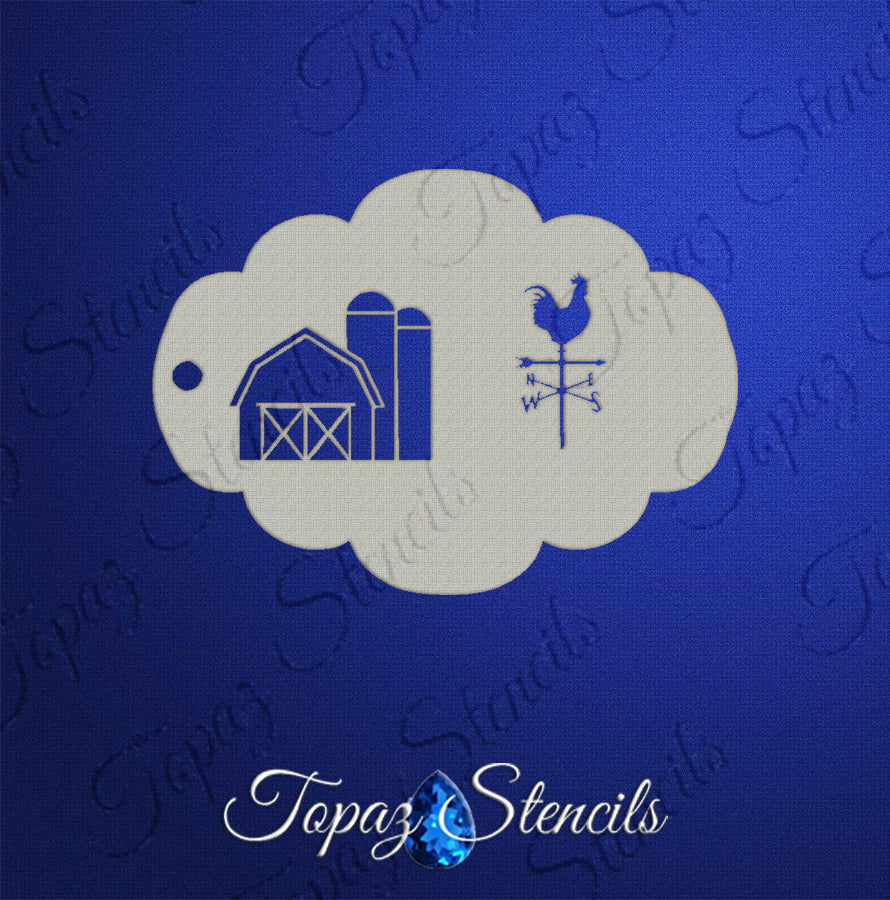 Barn and Weathervane Stencil