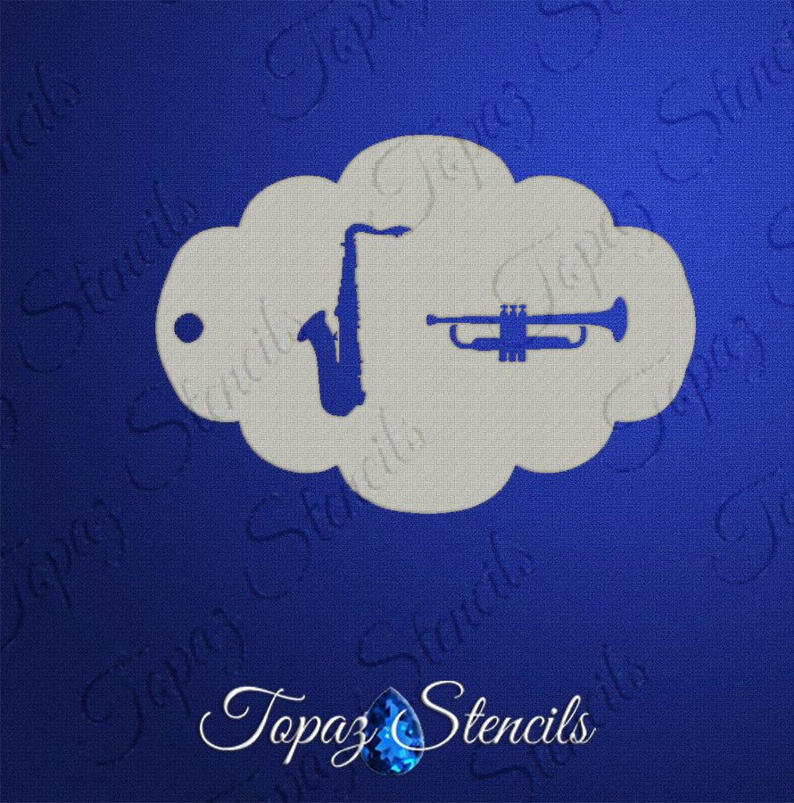 Sax and Trumpet Stencil