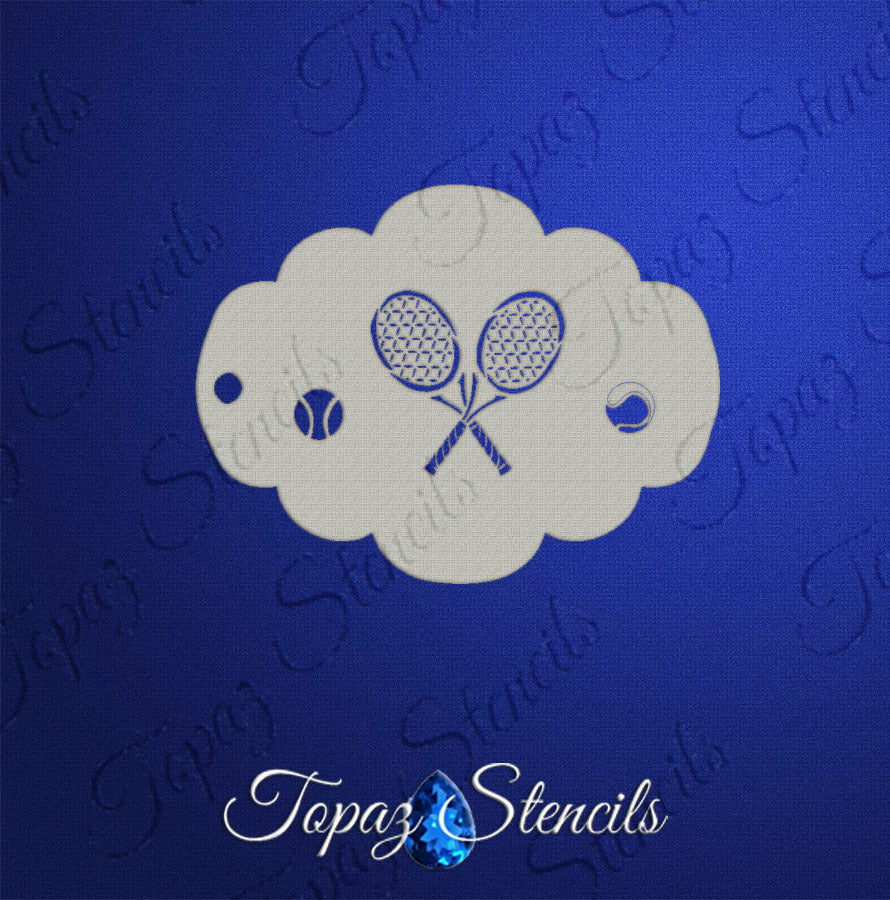 Tennis Rackets and Balls Stencil