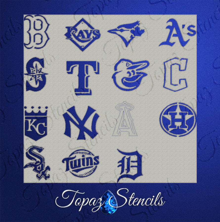 AL Baseball Teams Stencil