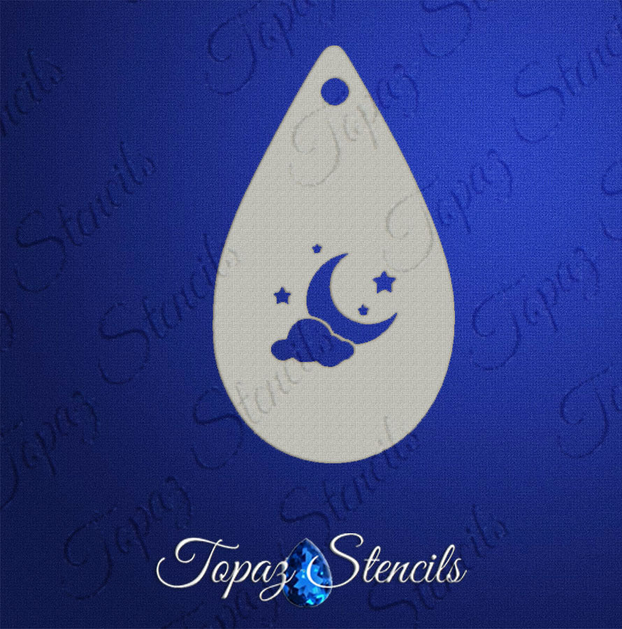 Crescent Moon with Stars and Cloud stencil