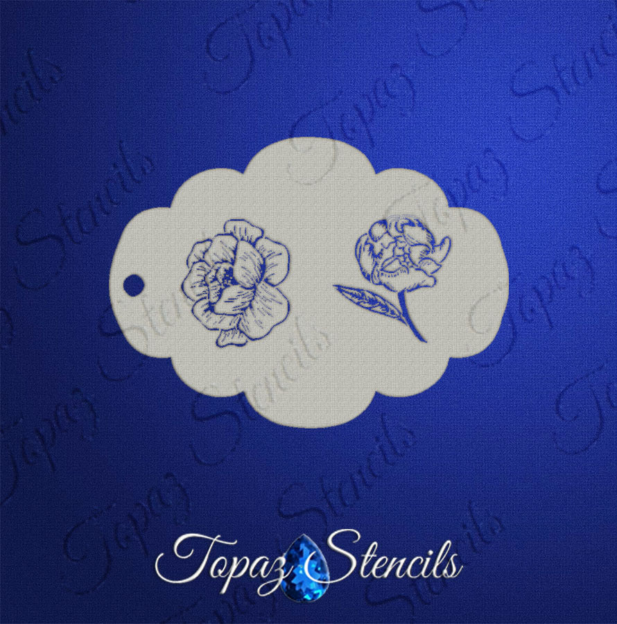 Peony Duo stencil