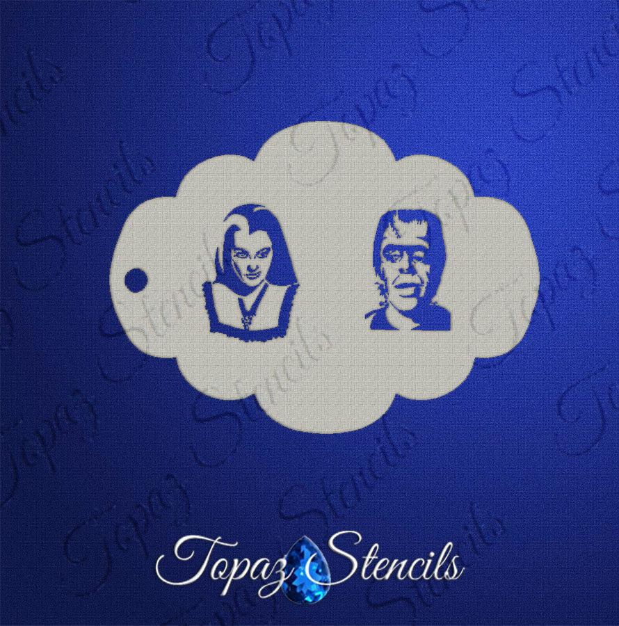 Lily and Herman Munster stencil