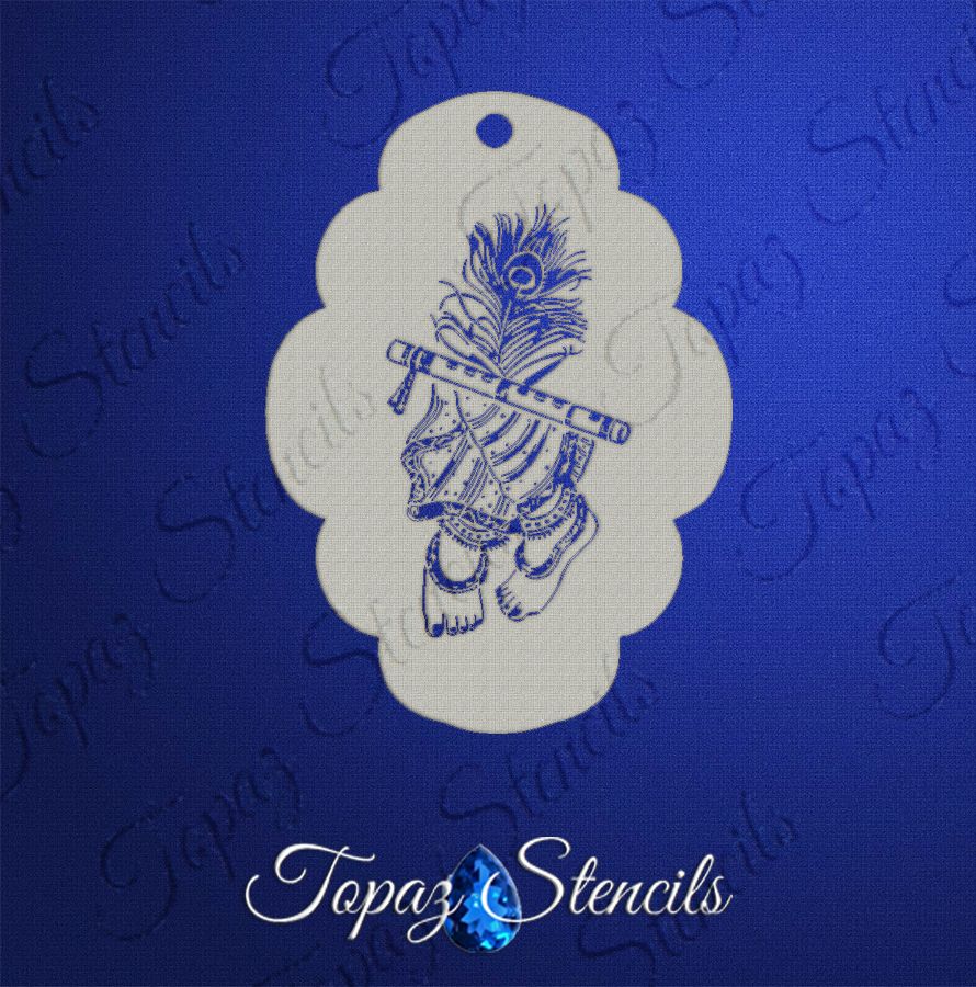Lord Krishna Feet and Flute stencil