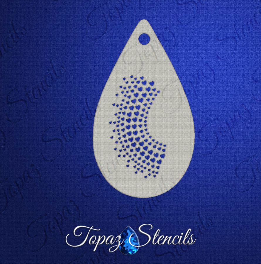 Halftone Crescent Hearts stencil