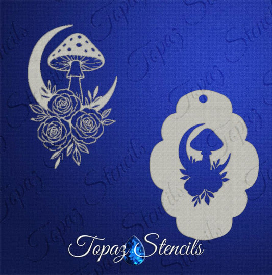 Magical Mushroom and Roses stencil