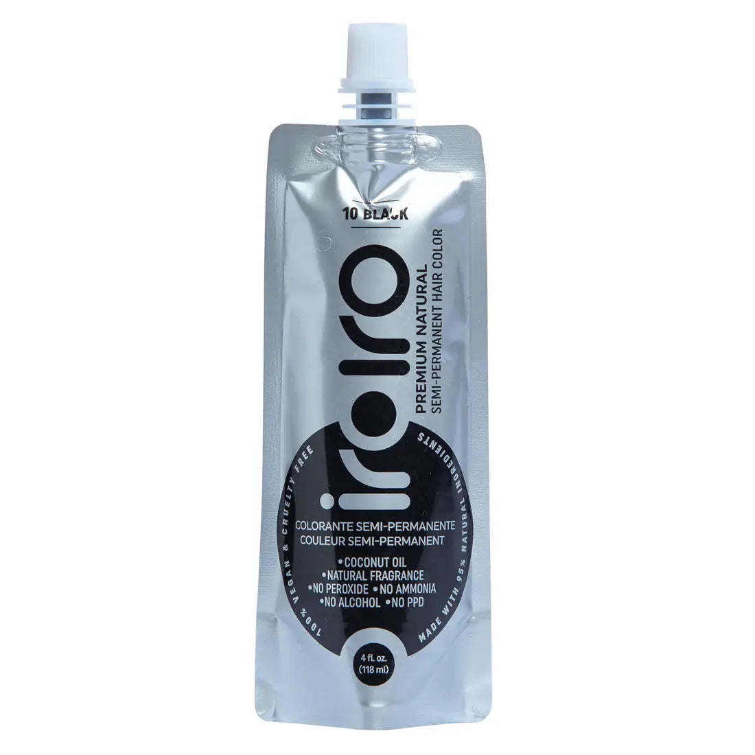 IroIro Semi-Permanent Hair Dye - #10 Black (Vegan) 4oz