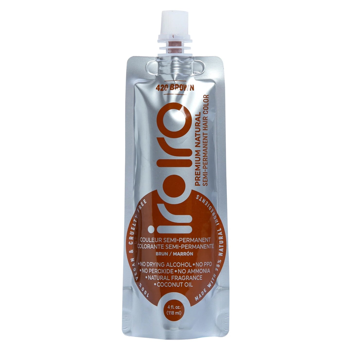 IroIro Semi-Permanent Hair Dye - #420 Brown (Vegan) 4oz