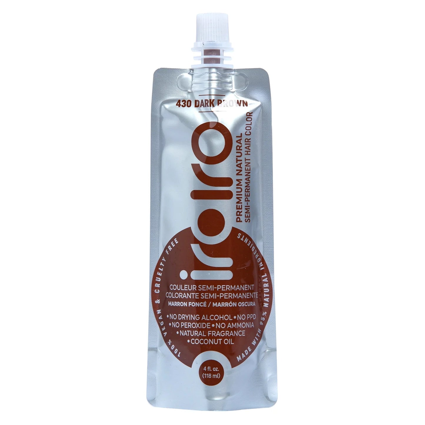 IroIro Semi-Permanent Hair Dye - #430 Dark Brown (Vegan) 4oz